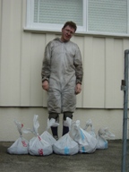 Nathan with dust bags